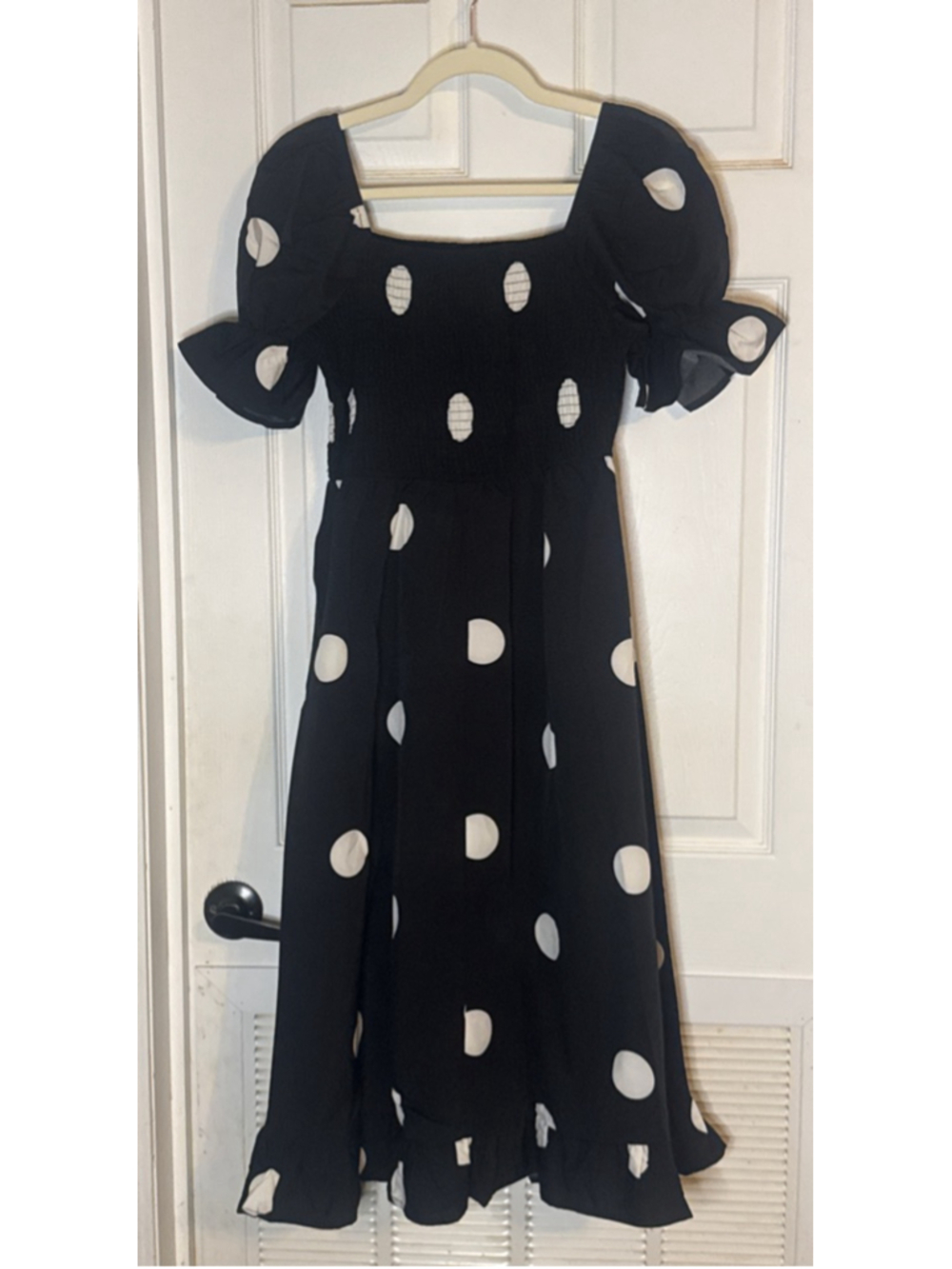 Black & White Polka Dot Midi Dress Size M - Picture 3 of 5